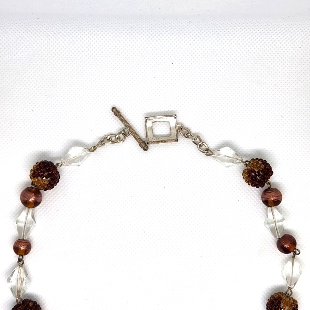 Elegant Brown and Clear Beaded Necklace - Picture 4 of 4